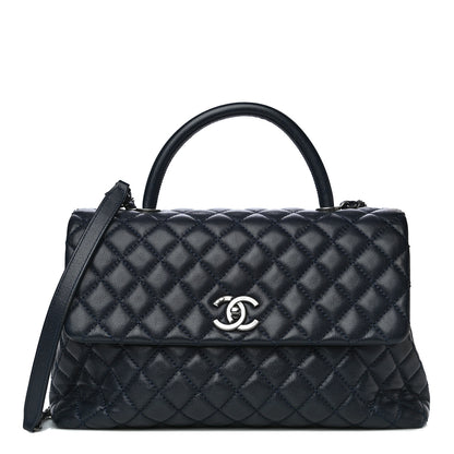 Chanel Caviar Quilted Medium Coco Handle Flap Navy Blue 1 of 14