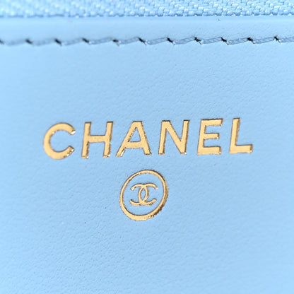 Chanel Shiny Caviar Quilted Pick Me Up Wallet On Chain WOC Blue 6 of 15