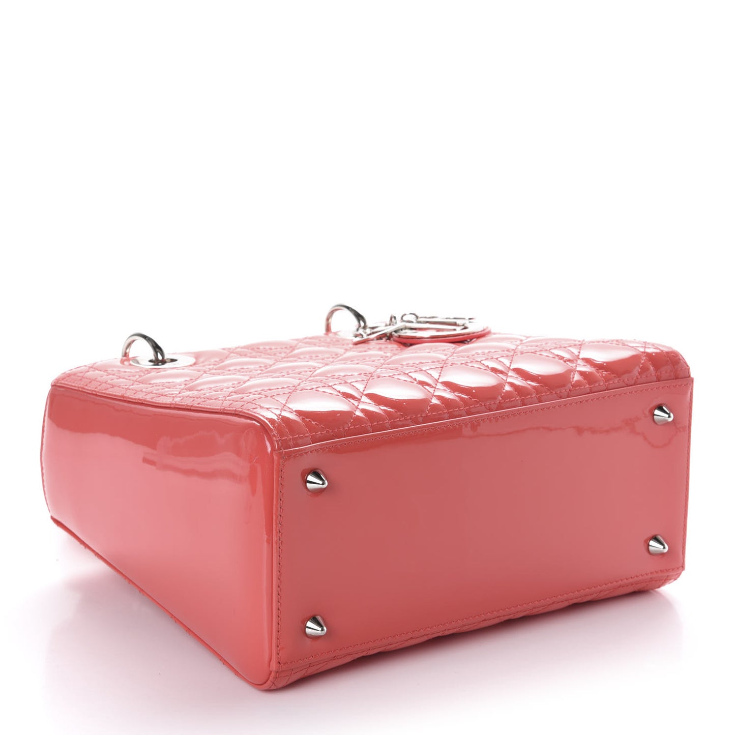 Patent Cannage Medium Lady Dior Coral