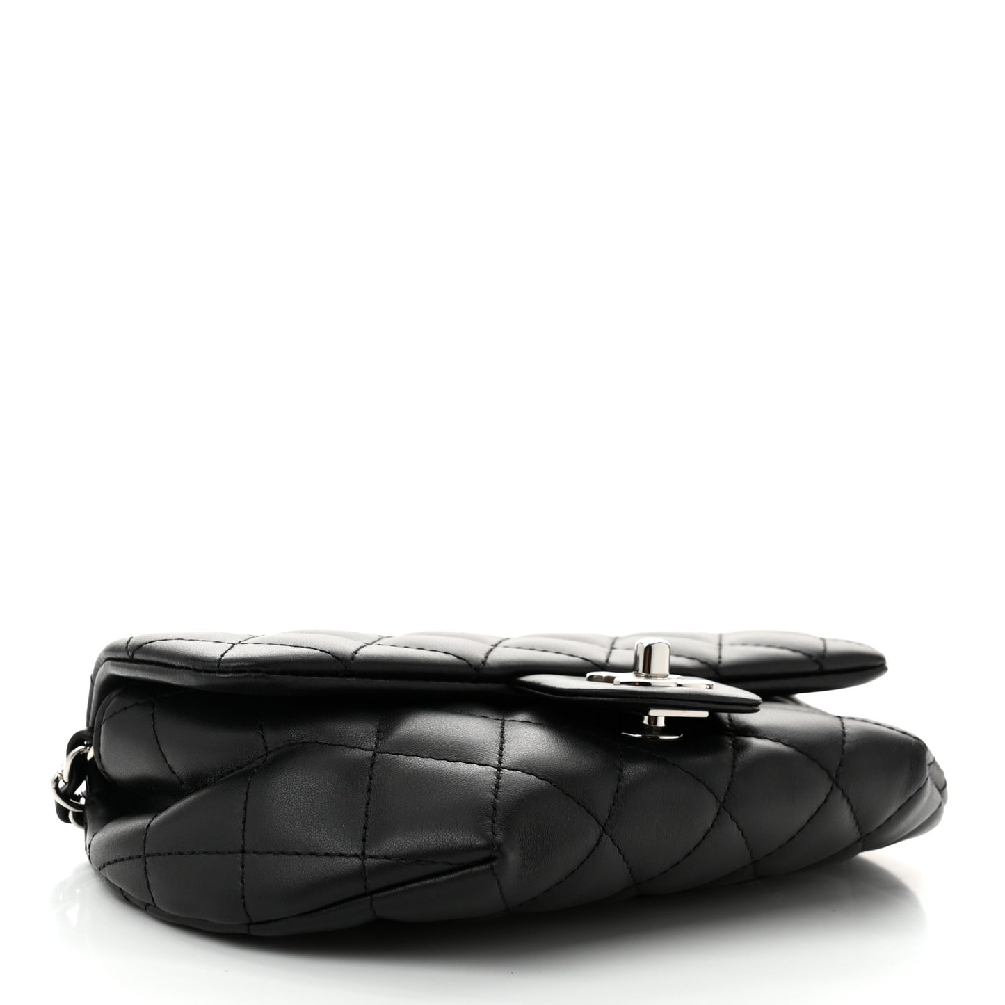 Calfskin Quilted CC Uniform Flap Belt Bag Black