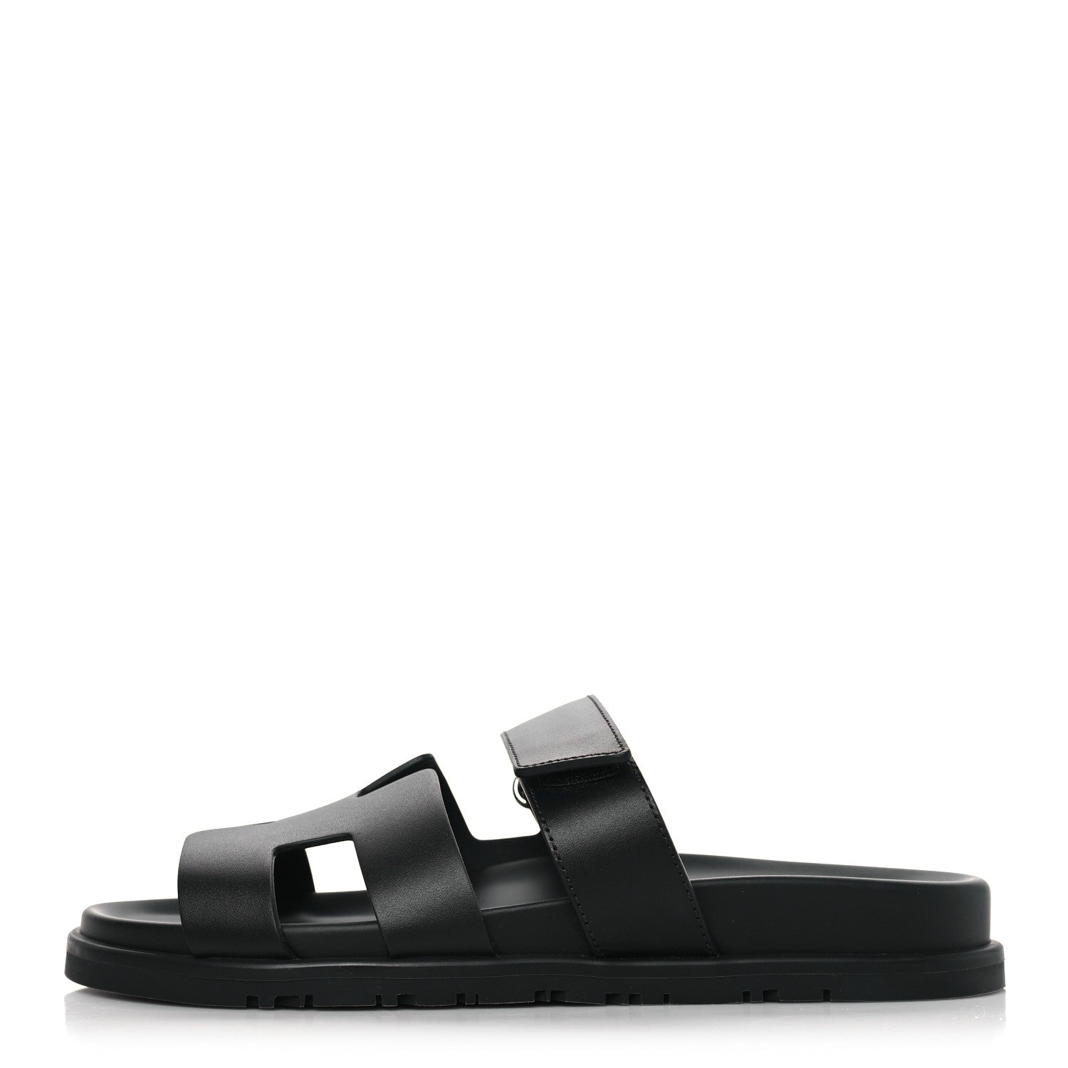 Hermes Calfskin Womens Chypre Sandals 38.5 Black 1 of 9