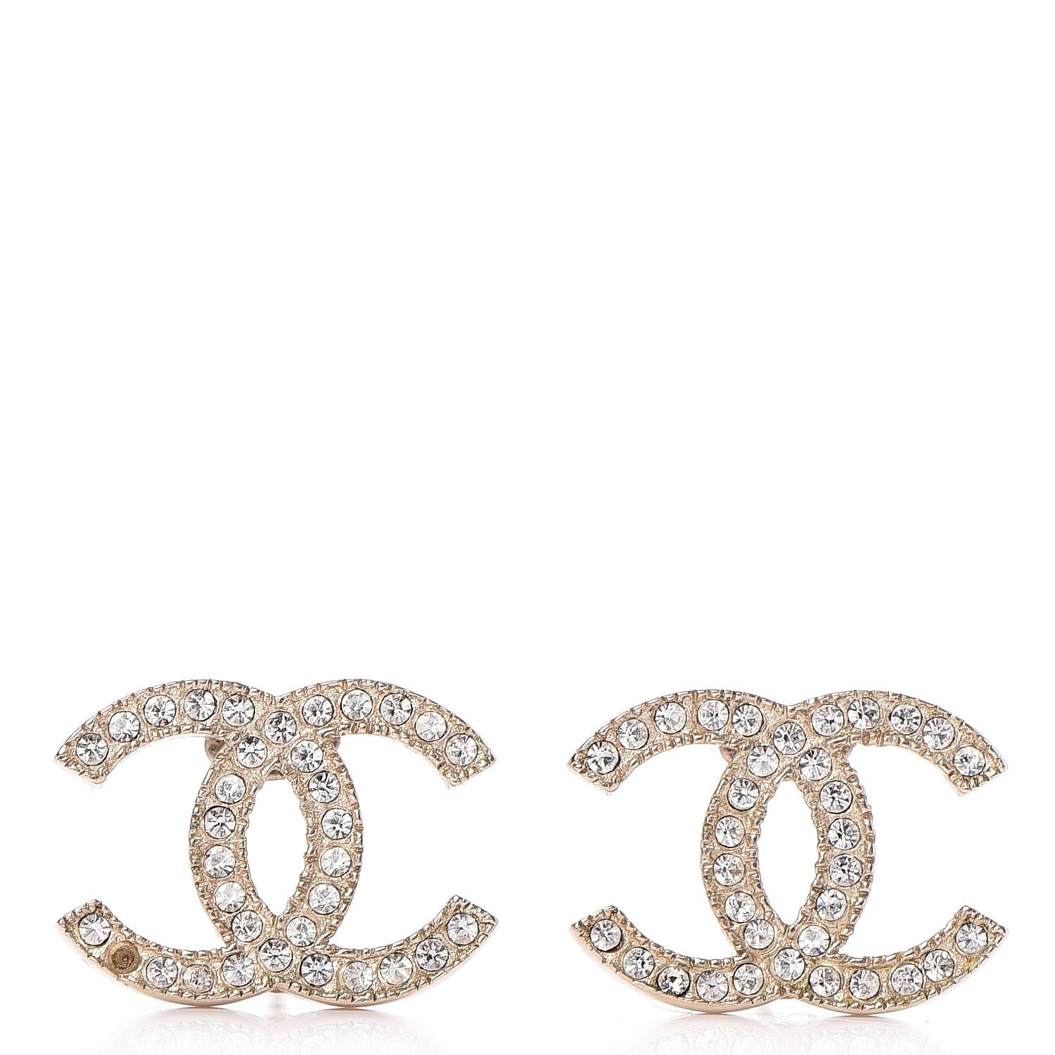 Chanel Crystal CC Earrings Gold 1 of 6