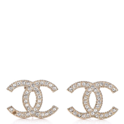 Chanel Crystal CC Earrings Gold 1 of 6
