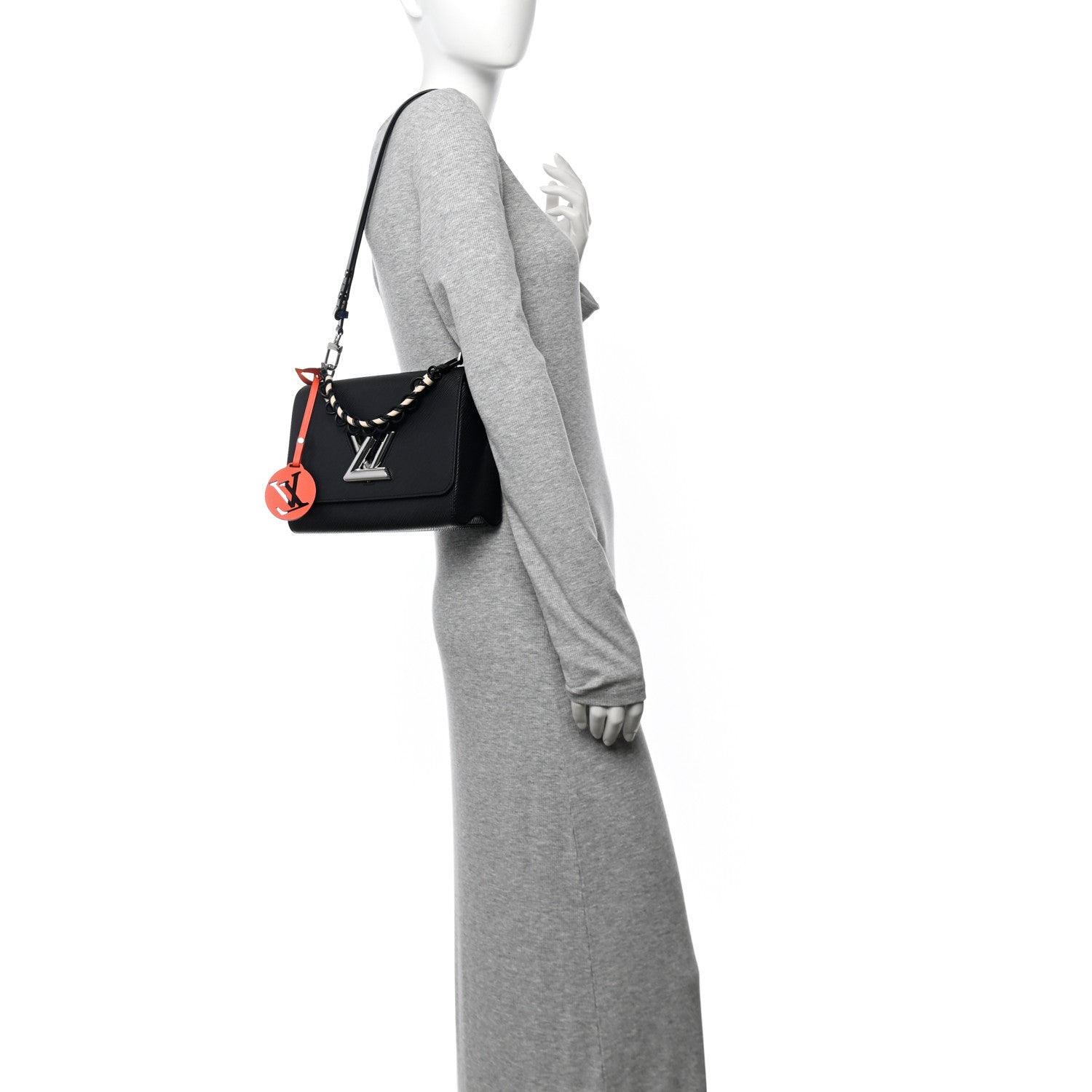 Louis Vuitton Epi Twist Braided Strap Shoulder Bag MM Black Orange Fluo Cobalt 3 of 11