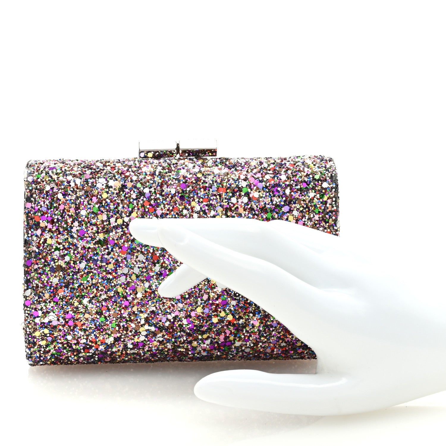 Jimmy Choo Coarse Glitter Kiss Lock Clutch Bubblegum Mix 2 of 6