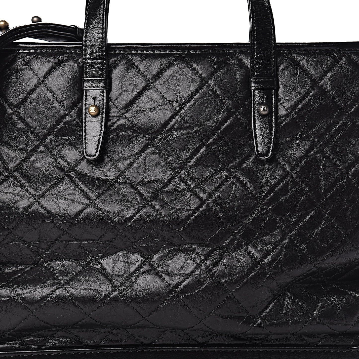Calfskin Quilted Large Gabrielle Shopping Tote Black