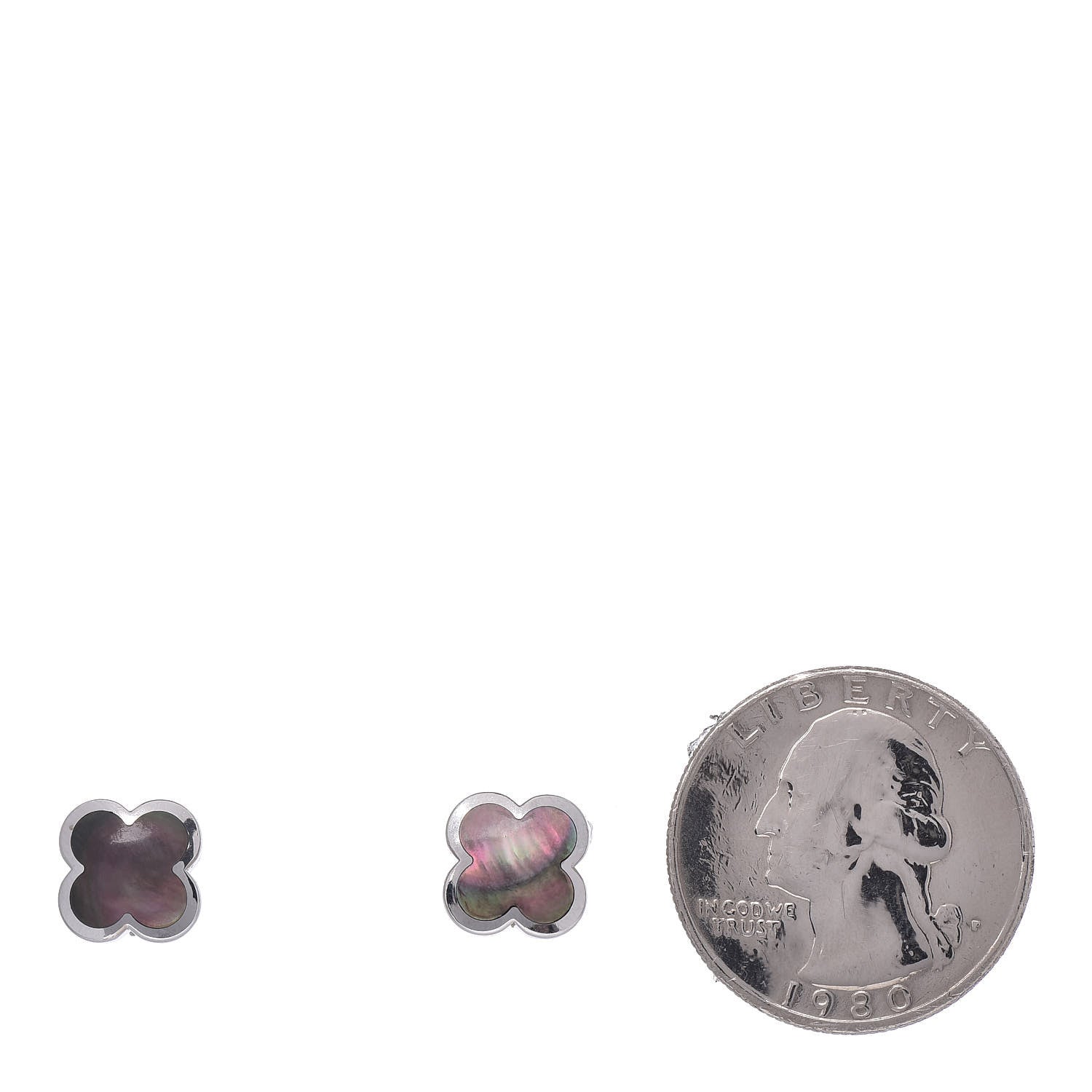 Van Cleef & Arpels 18K White Gold Mother of Pearl Pure Alhambra Earrings 2 of 7