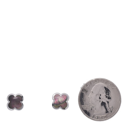 Van Cleef & Arpels 18K White Gold Mother of Pearl Pure Alhambra Earrings 2 of 7