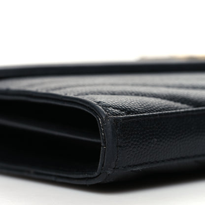 Saint Laurent Grain De Poudre Matelasse Chevron Monogram Chain Wallet Black 9 of 12