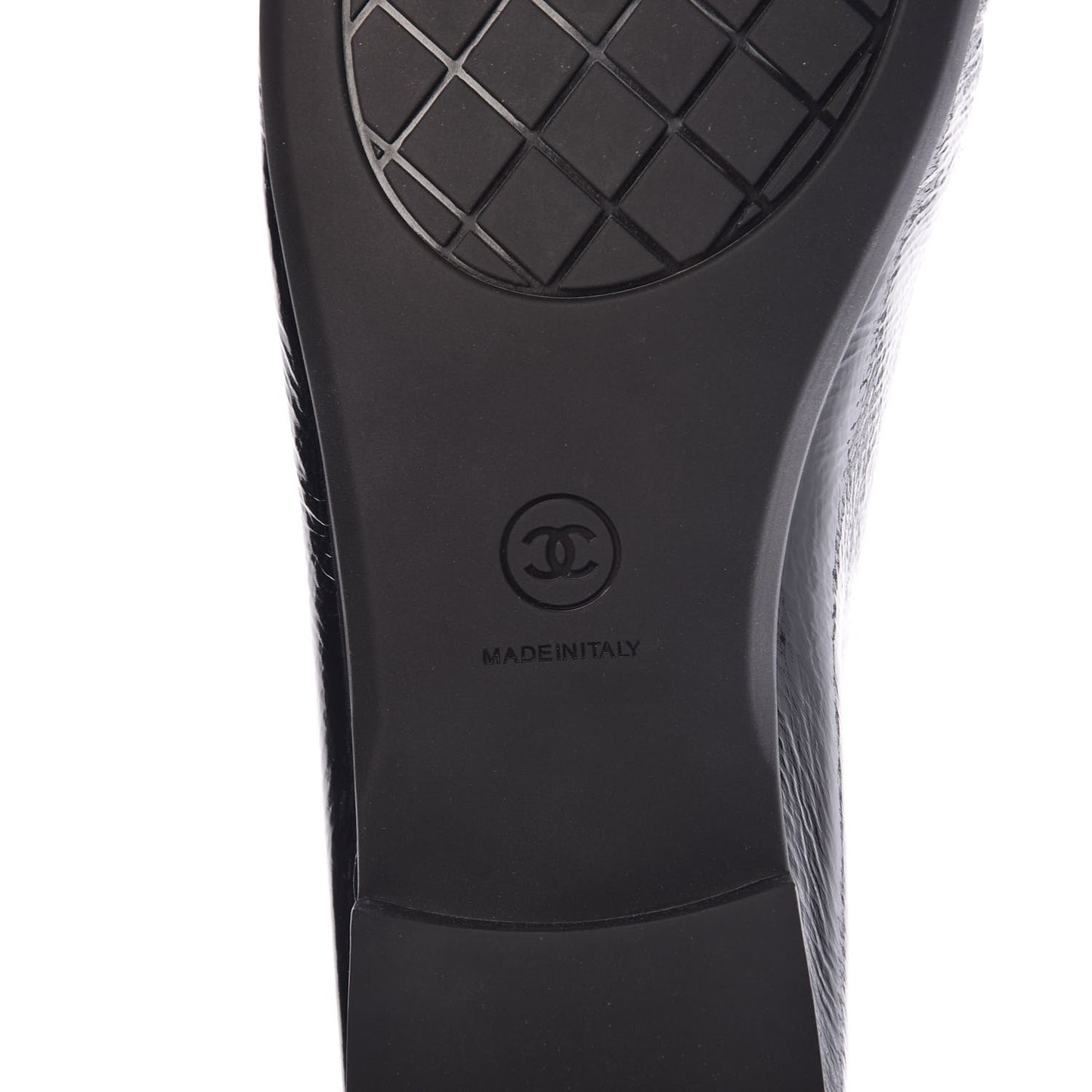 Crackled Patent Calfskin CC Mocassin Loafers 40 Black
