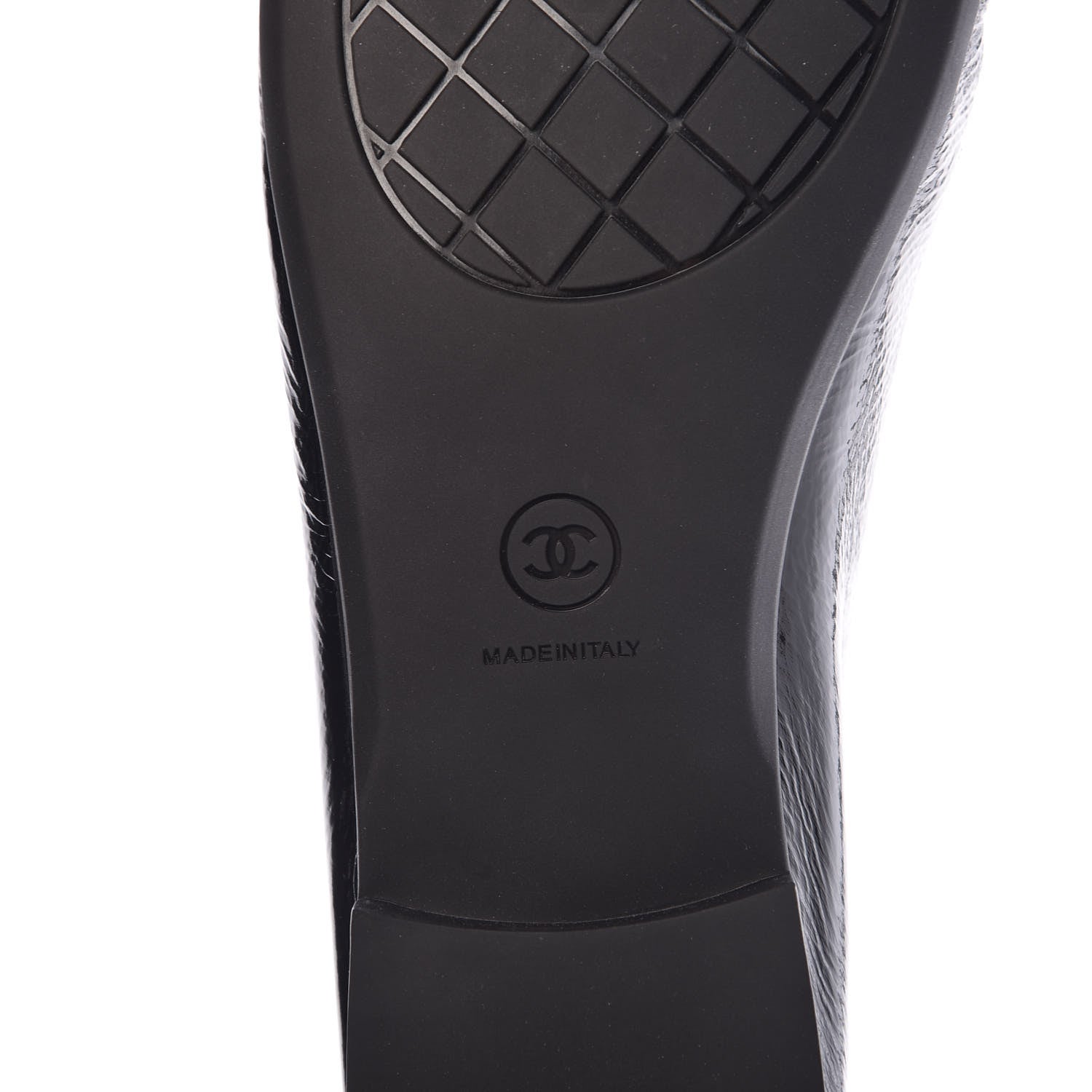 Chanel Crackled Patent Calfskin CC Mocassin Loafers 40 Black 6 of 9