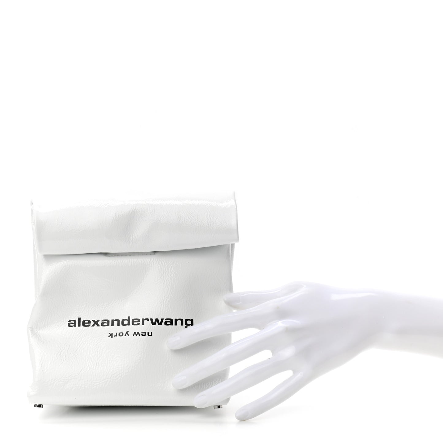 Patent Lunch Bag Foldover Clutch White