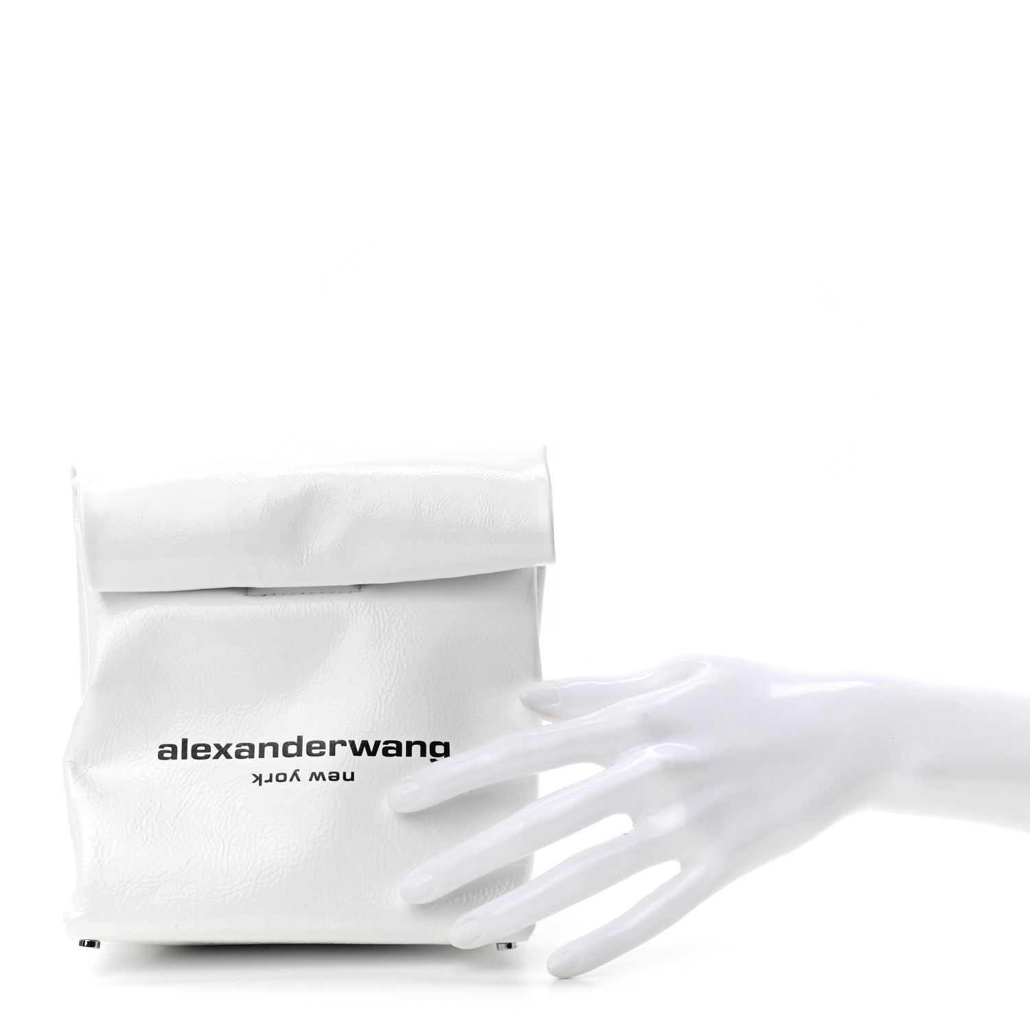 Alexander Wang Patent Lunch Bag Foldover Clutch White 2 of 7