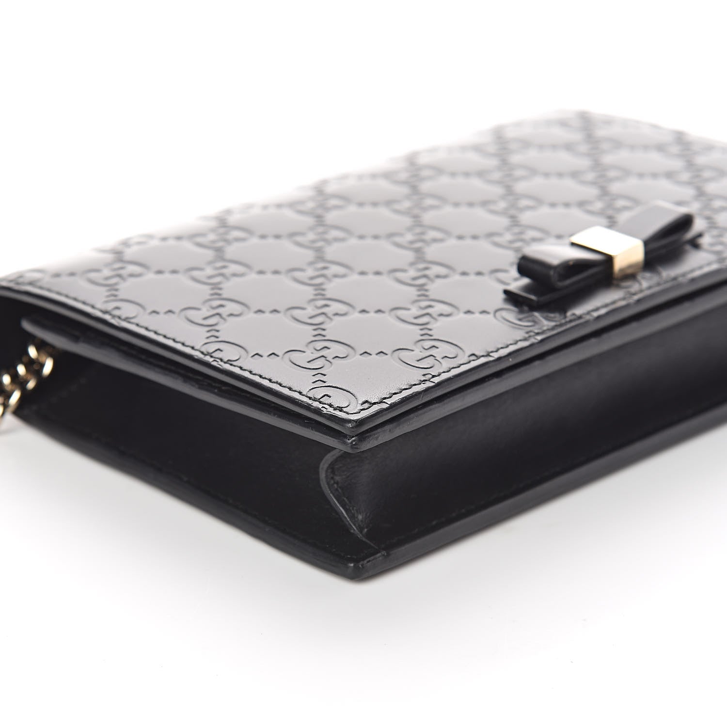 Gucci Guccissima Signature Bowy Chain Wallet Black 7 of 9