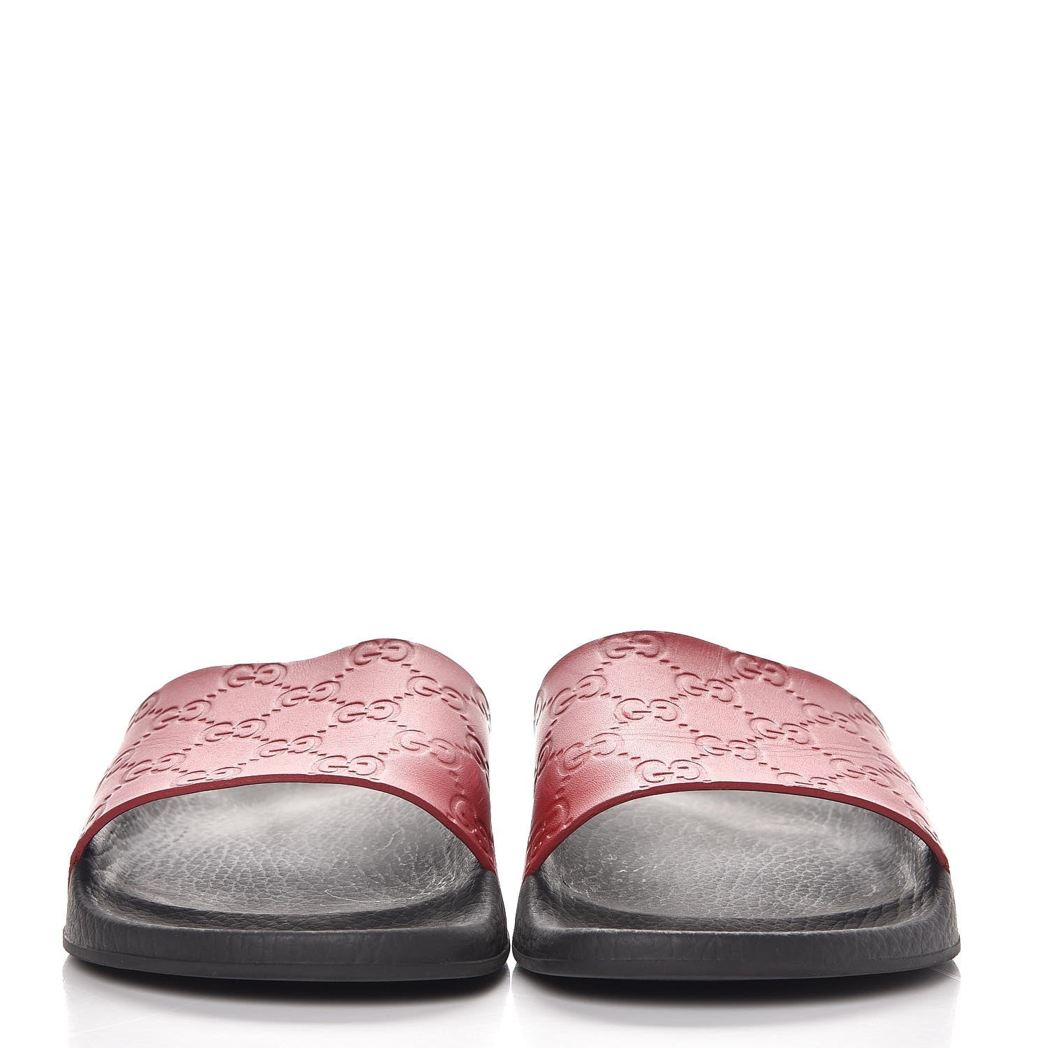 Gucci Guccissima Signature Womens Slide Sandals 39 Hibiscus Red 2 of 11