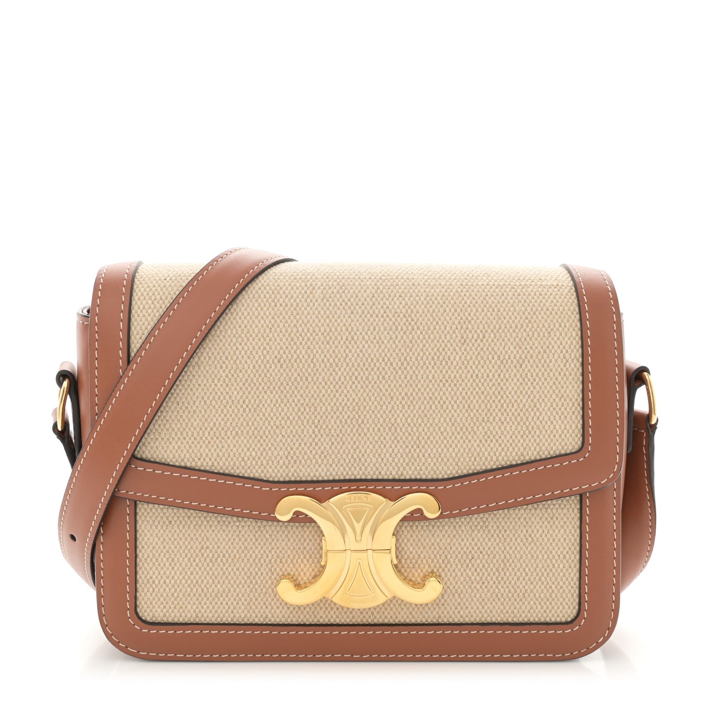 Textile Calfskin Teen Triomphe Bag Natural Tan