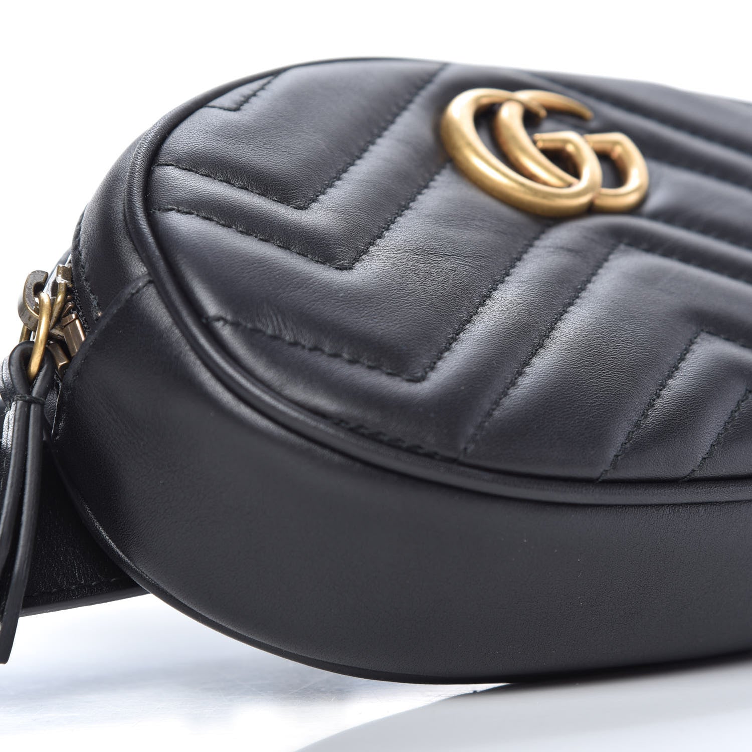 Gucci Calfskin Matelasse GG Marmont Belt Bag 85 34 Black 6 of 11