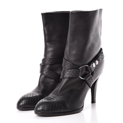 Chanel Calfskin Quilted Cap Toe Boots 40.5 Black 3 of 9