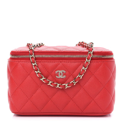 Chanel Caviar Quilted Small Vanity Case With Chain Red 1 of 9