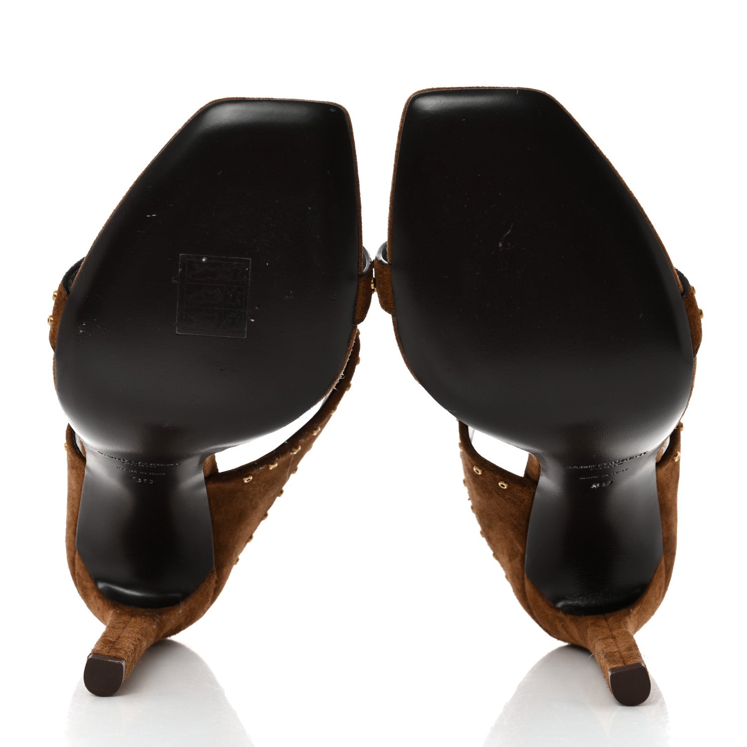 Saint Laurent Suede Mica Stud Mule Sandals 39 Brown 5 of 8