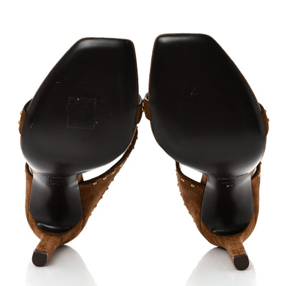 Saint Laurent Suede Mica Stud Mule Sandals 39 Brown 5 of 8
