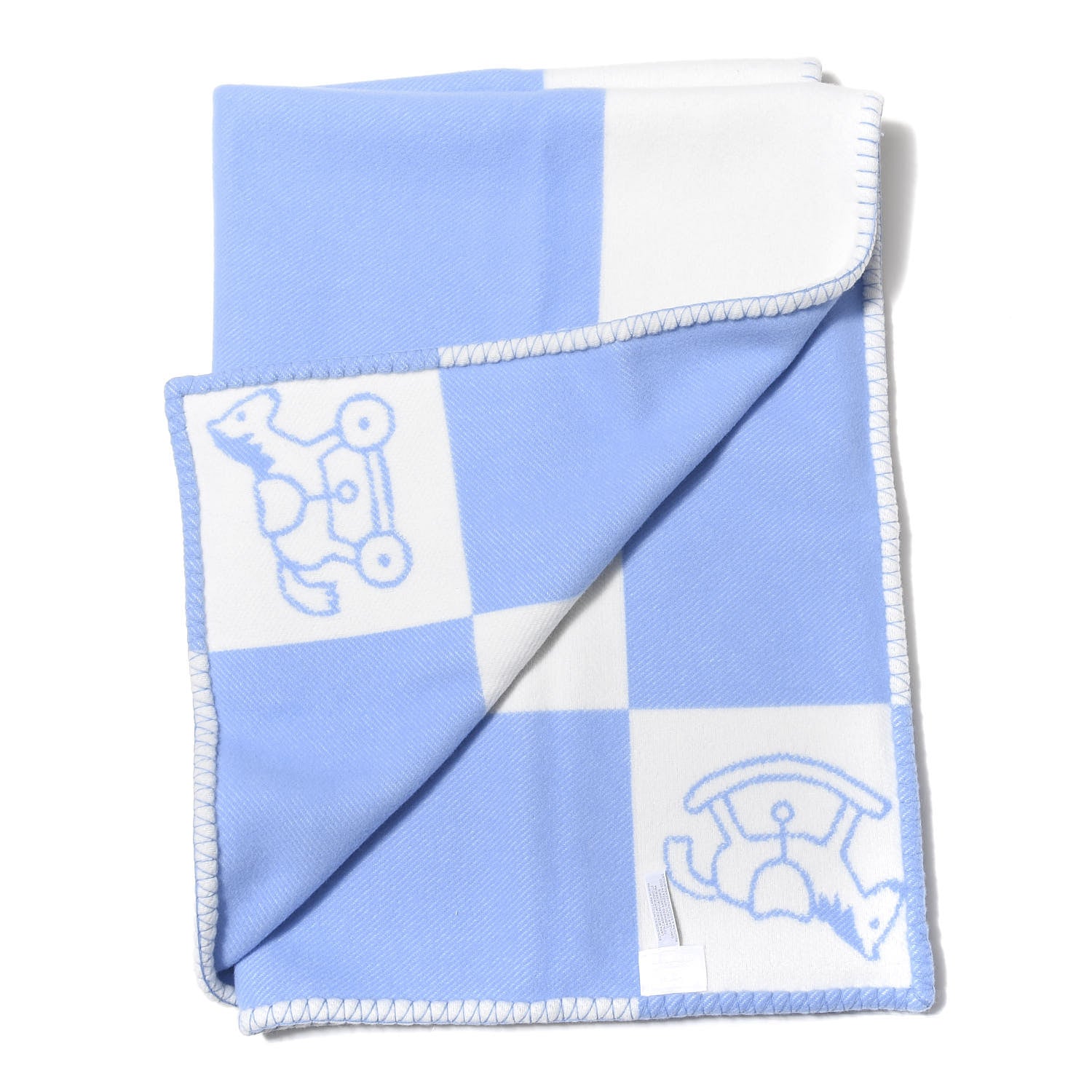Hermes Wool Cashmere Adada Avalon Baby Blanket Blue Glacier 1 of 4