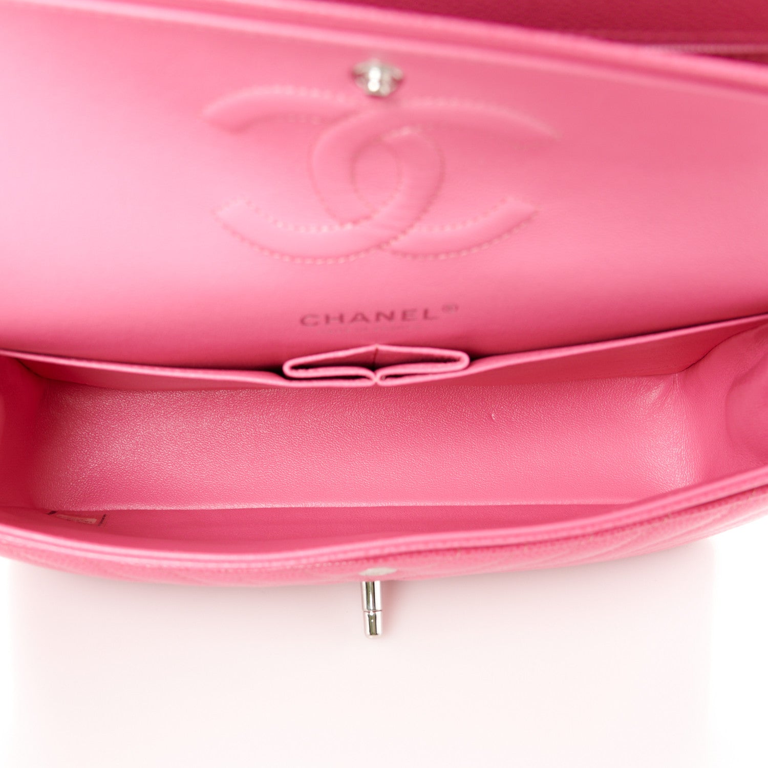 Chanel Caviar Chevron Quilted Medium Double Flap Pink 5 of 11