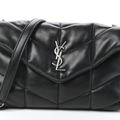 Saint Laurent Lambskin Quilted Toy Loulou Puffer Monogram Chain Satchel Black 7 of 9