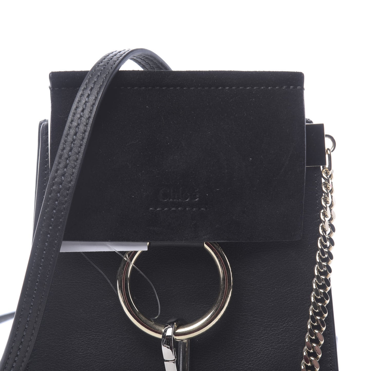 Suede Calfskin Mini Faye Bracelet Bag Black