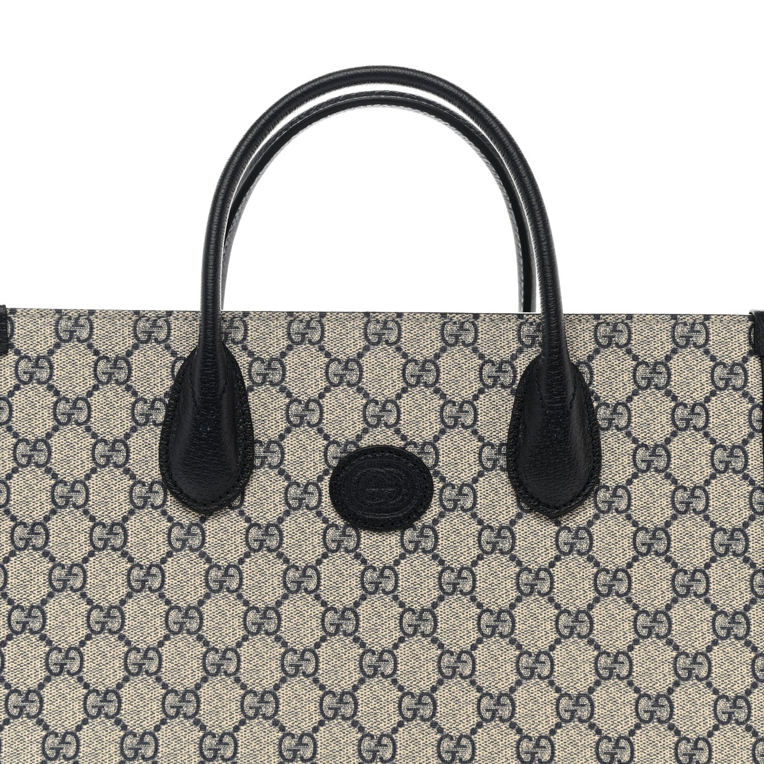 Gucci GG Supreme Monogram Textured Dollar Calfskin Small Retro Interlocking G Tote Bag Beige Blue 8 of 11