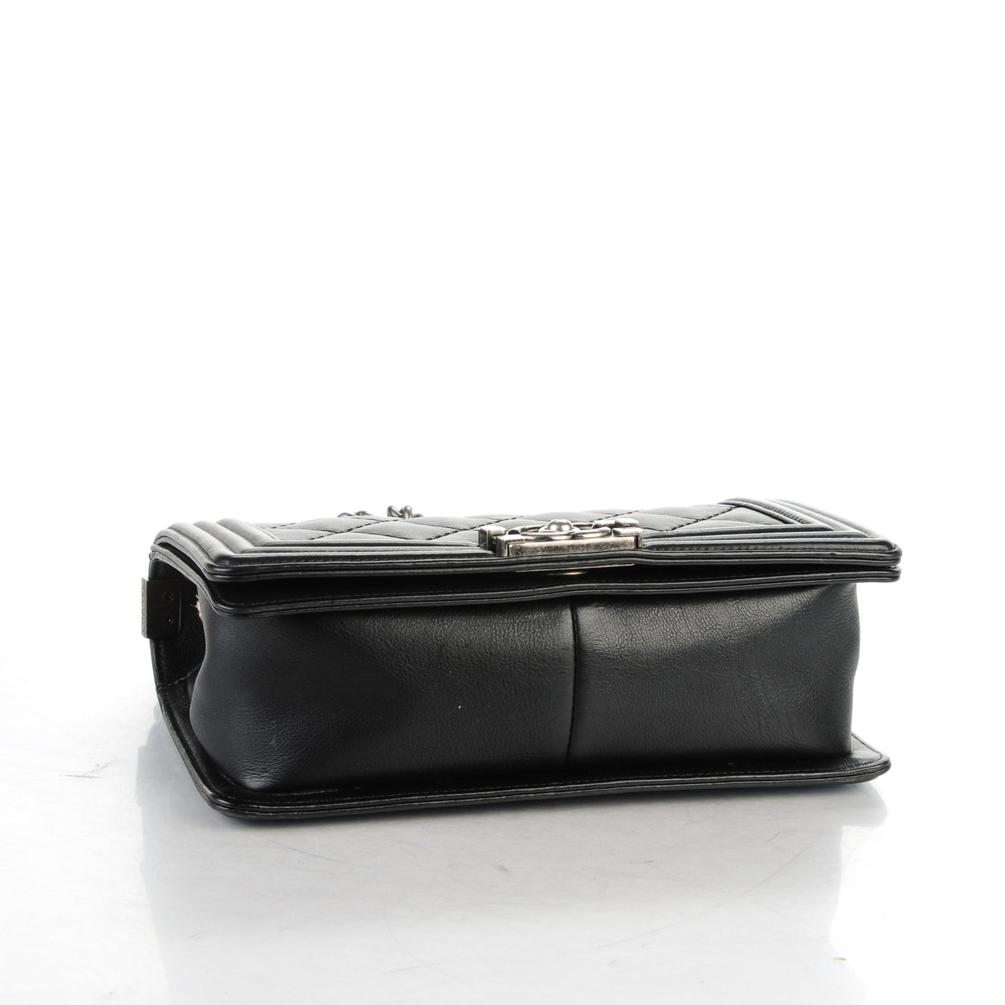Calfskin Stitched Medium Boy Flap Black