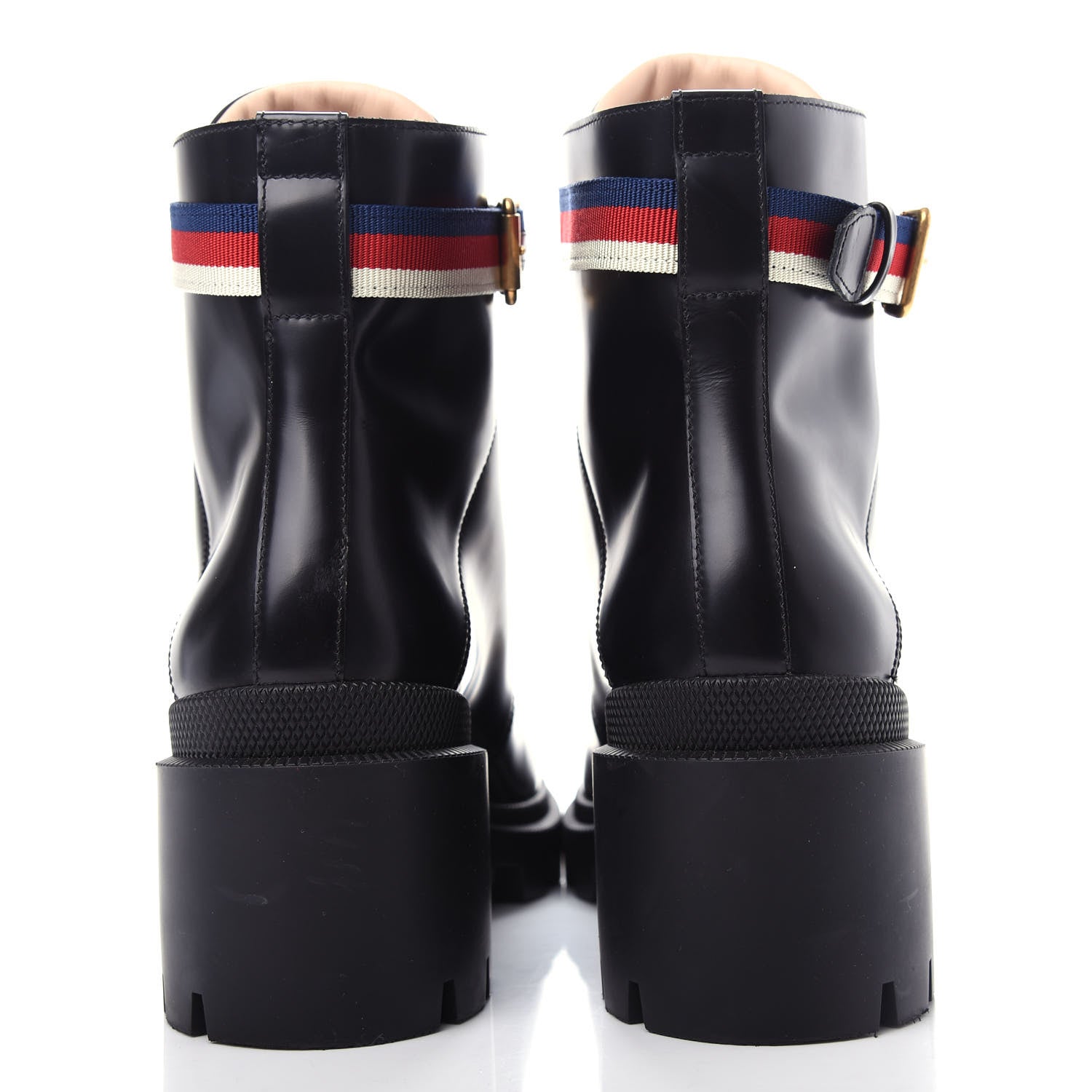 Gucci Calfskin Womens Sylvie Web Lace Up Combat Boots 40 Black 7 of 11