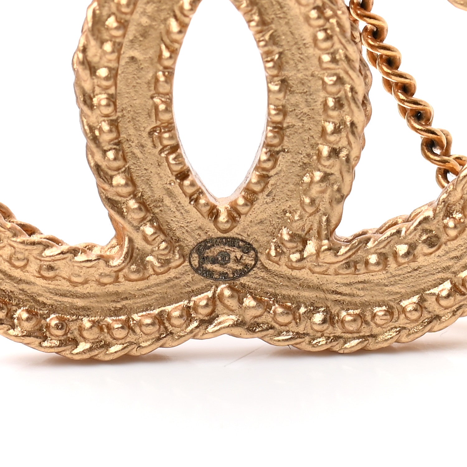 Chanel CC Drop Earrings Matte Gold 4 of 4