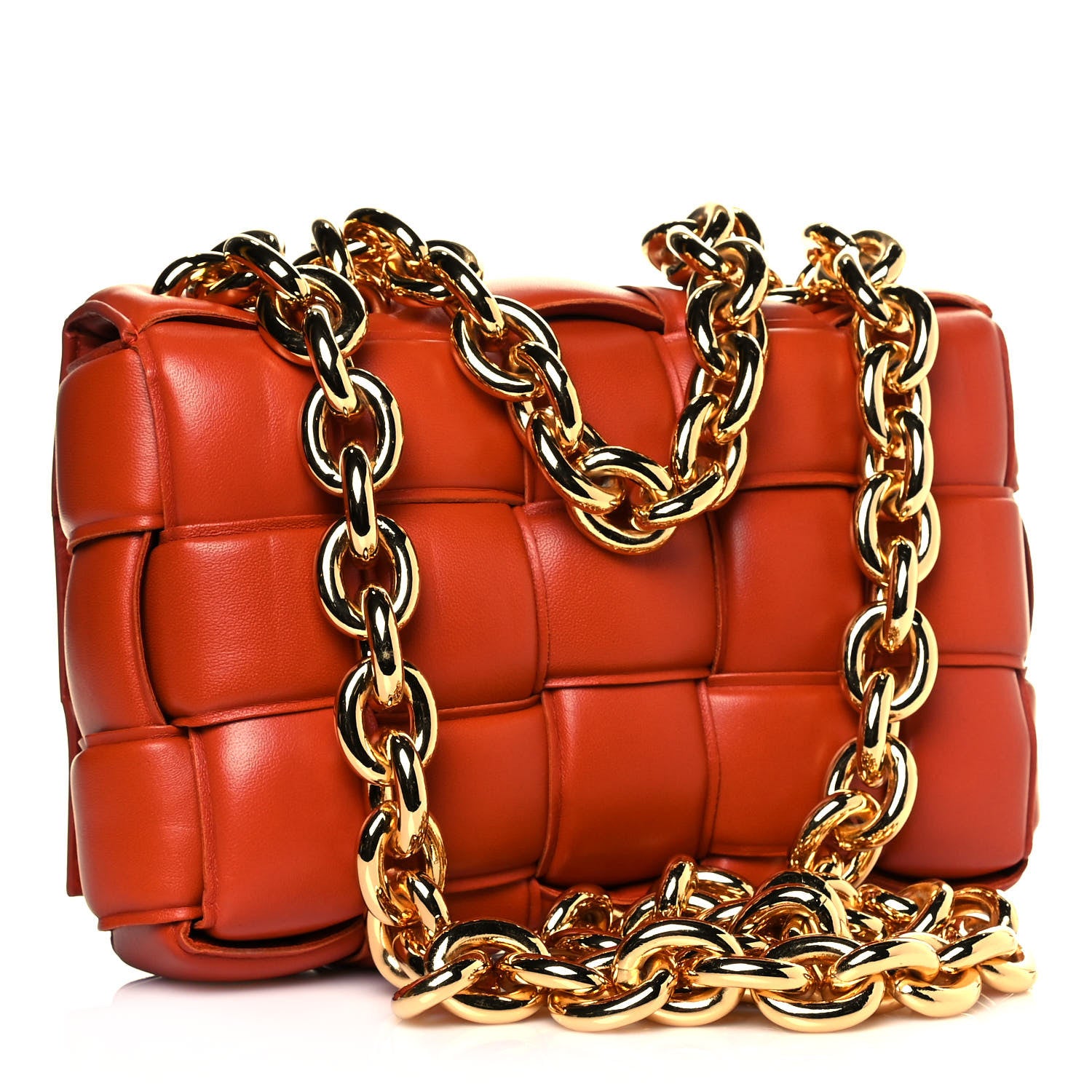 Bottega Veneta Lambskin Maxi Intreccio Padded Chain Cassette Crossbody Bag Maple 6 of 14