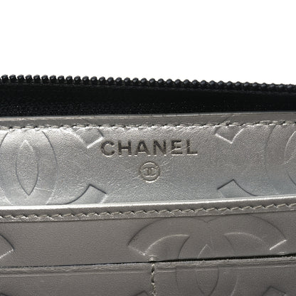 Chanel Calfskin Quilted Cambon Large Gusset Zip Around Wallet Black Silver 6 of 7