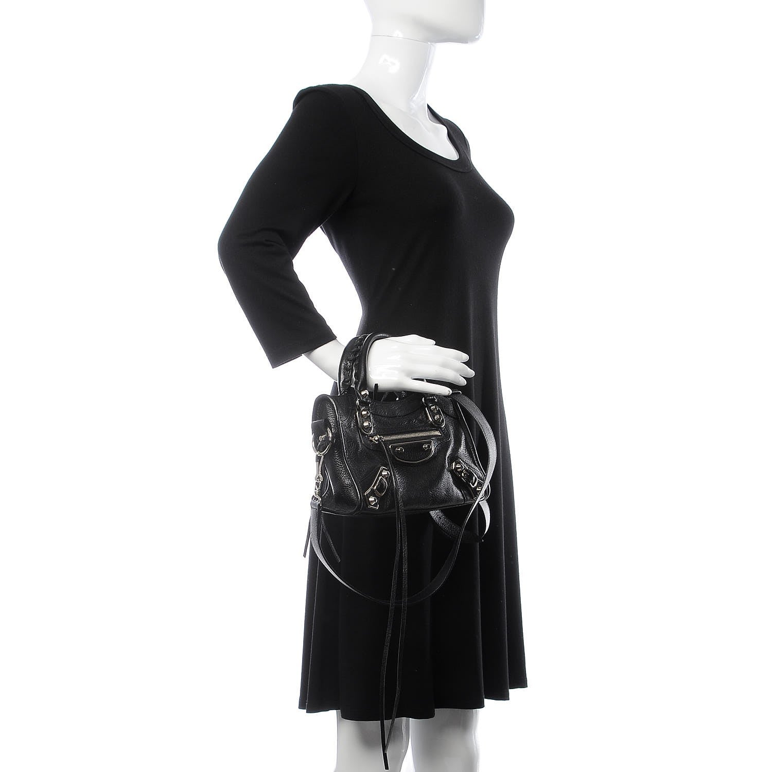 Balenciaga Chevre Silver Metallic Edge Hardware Mini City Black 2 of 8