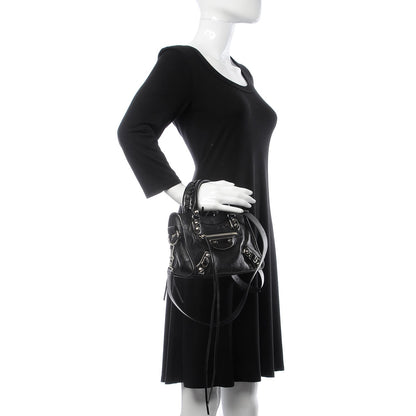 Balenciaga Chevre Silver Metallic Edge Hardware Mini City Black 2 of 8