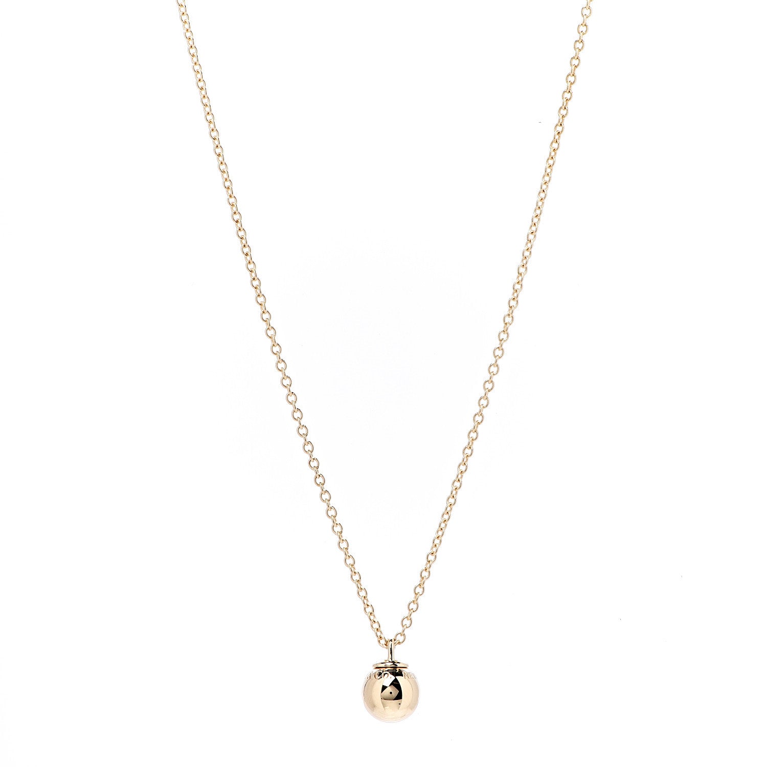 Tiffany 18K Yellow Gold 8mm HardWear Ball Pendant Necklace 1 of 6