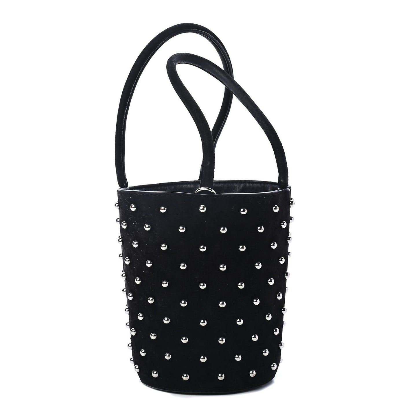 Suede Studded Mini Roxy Bucket Bag Black