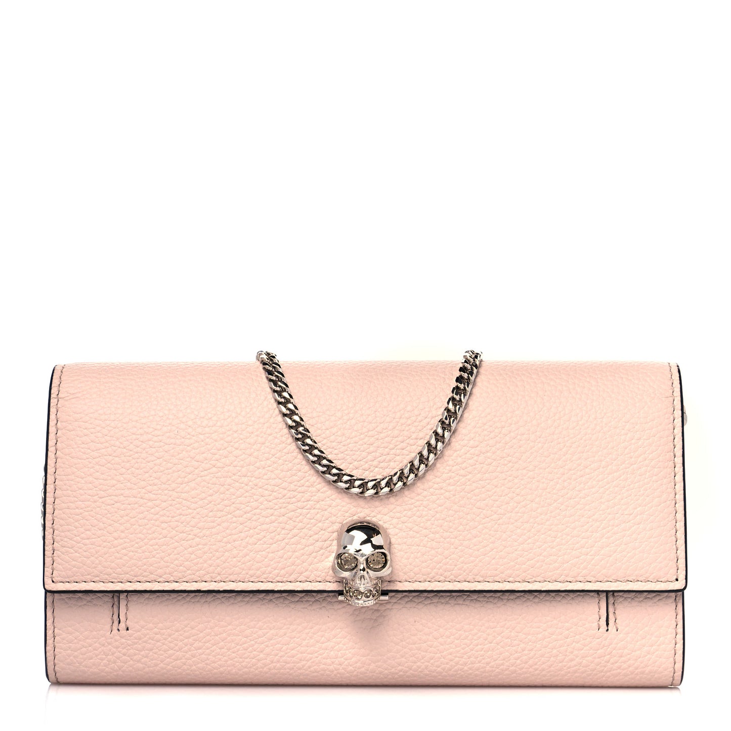 Pebbled Calfskin Skull Wallet on Chain Teint