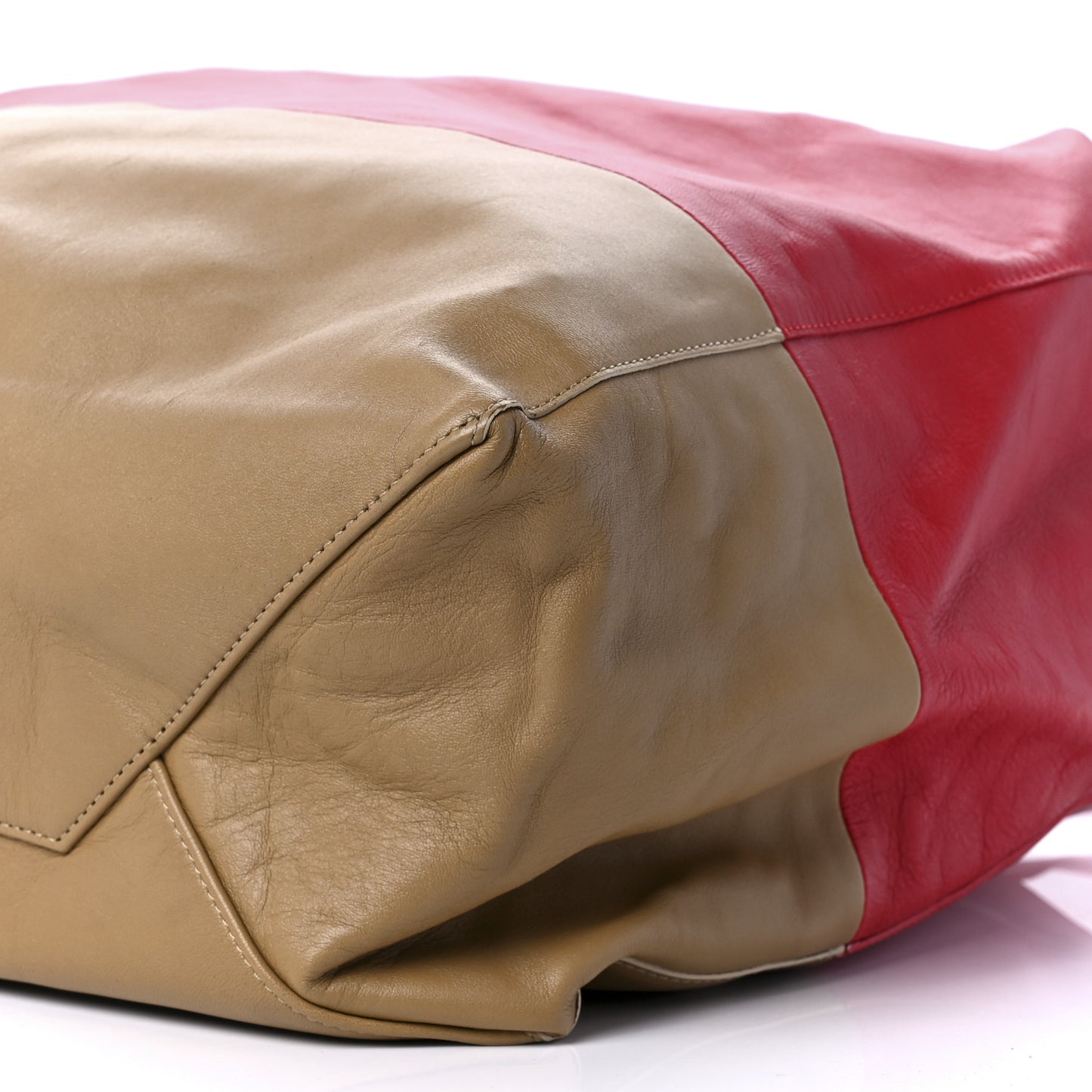 Lambskin Horizontal Bi-Color Cabas Red Camel