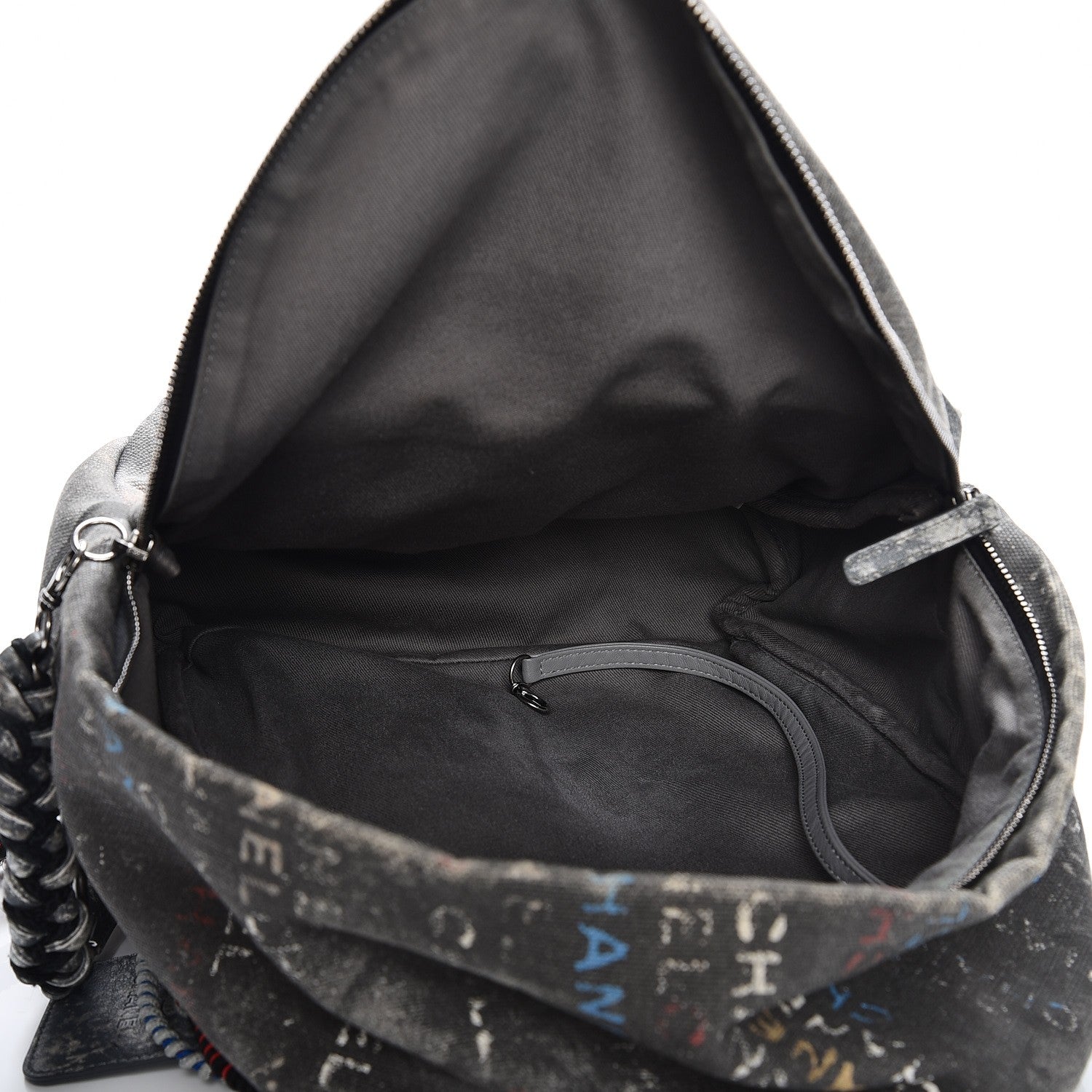 Chanel Graffiti Printed Canvas Medium Backpack Black 5 of 10