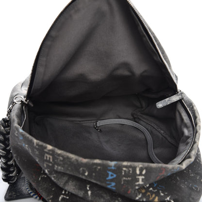 Chanel Graffiti Printed Canvas Medium Backpack Black 5 of 10
