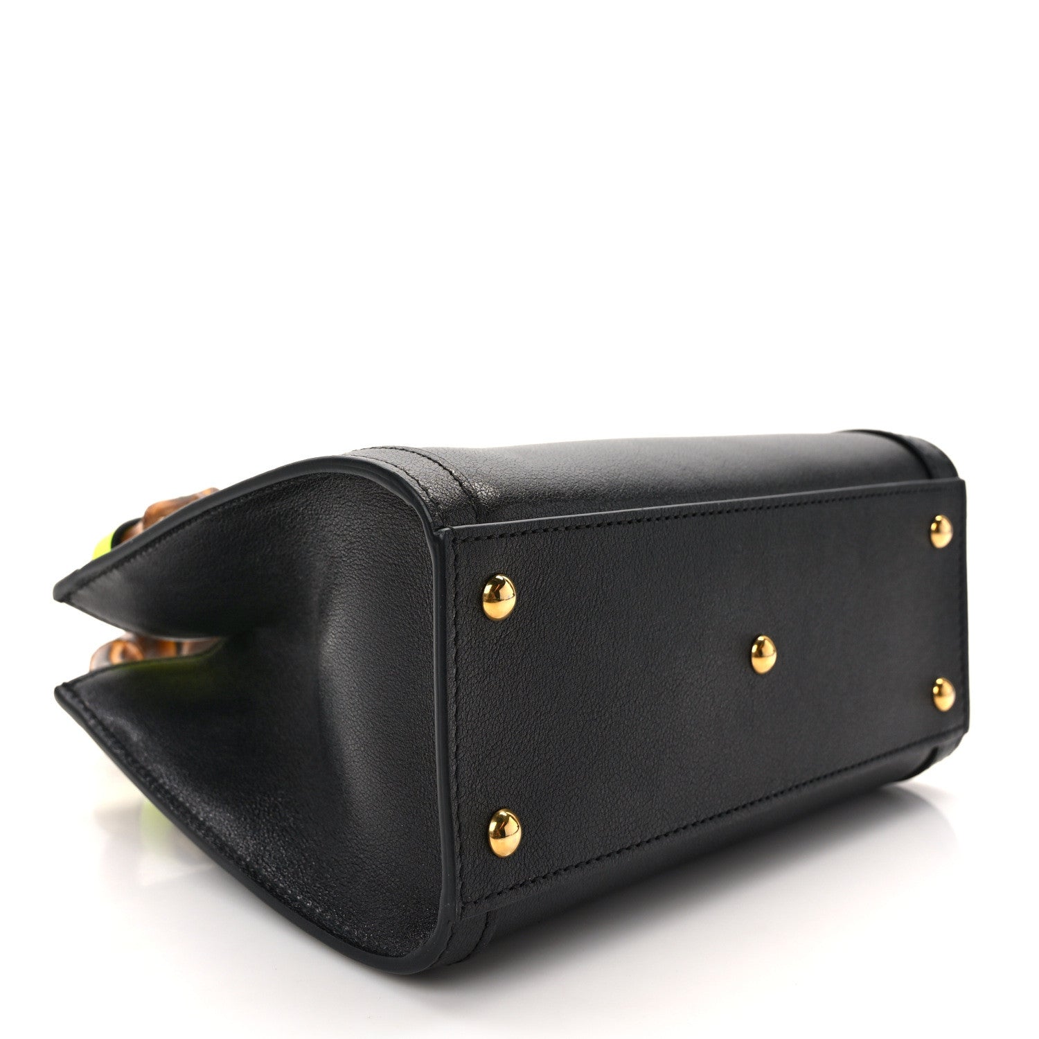 Gucci Wonka Grain Calfskin Mini Diana Tote Bag Black Yellow Fluo 3 of 13