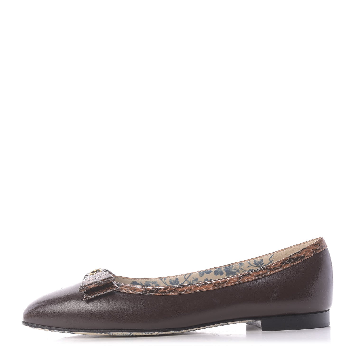 Gucci Malaga Kid Elaphe Yva Ballet Flats 40 Cocoa 1 of 12