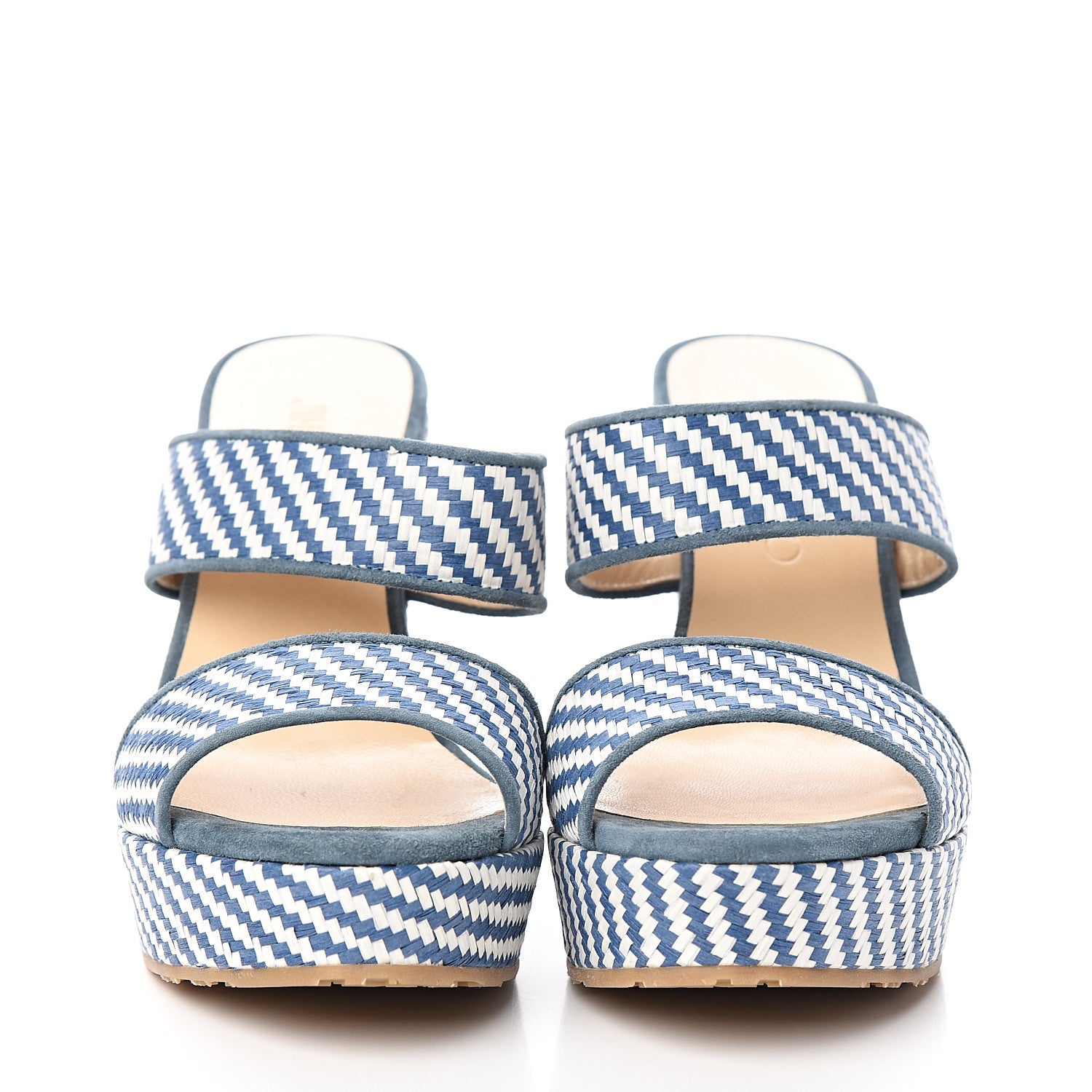 Jimmy Choo Woven Raffia Stripe Parker Wedge Sandals 36.5 Dusk Blue 2 of 8