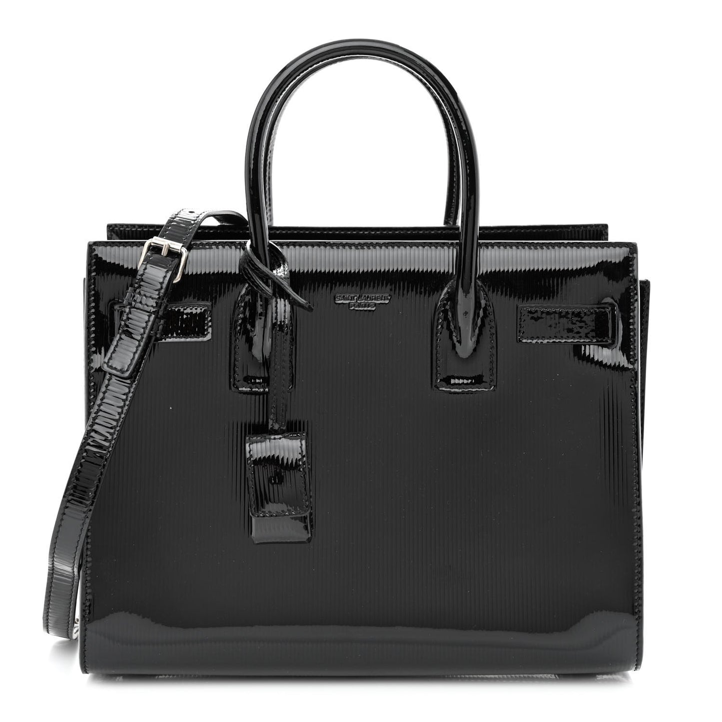 Ribbed Patent Calfskin Baby Sac De Jour Black