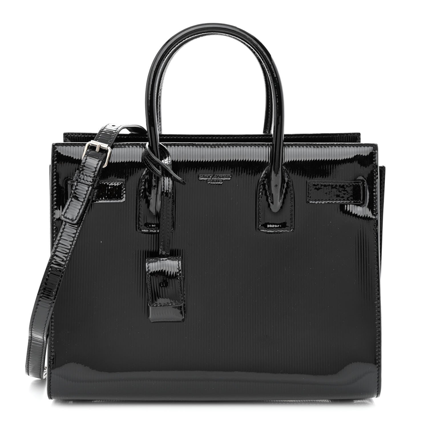Saint Laurent Ribbed Patent Calfskin Baby Sac De Jour Black 1 of 13
