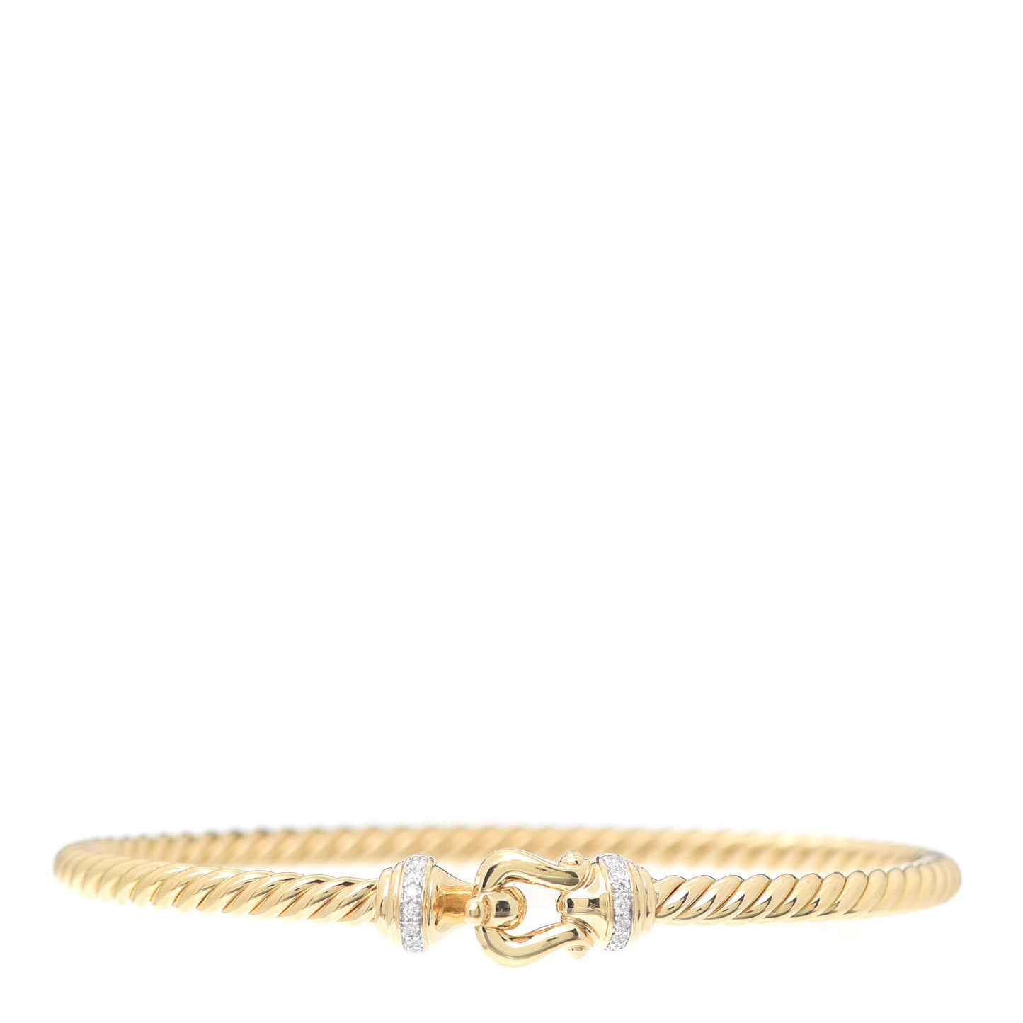 18K Yellow Gold Diamond 3.5mm Cable Buckle Bracelet