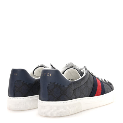 Gucci GG Supreme Monogram Web Mens New Ace Sneakers 9.5 Dark Blue 5 of 9